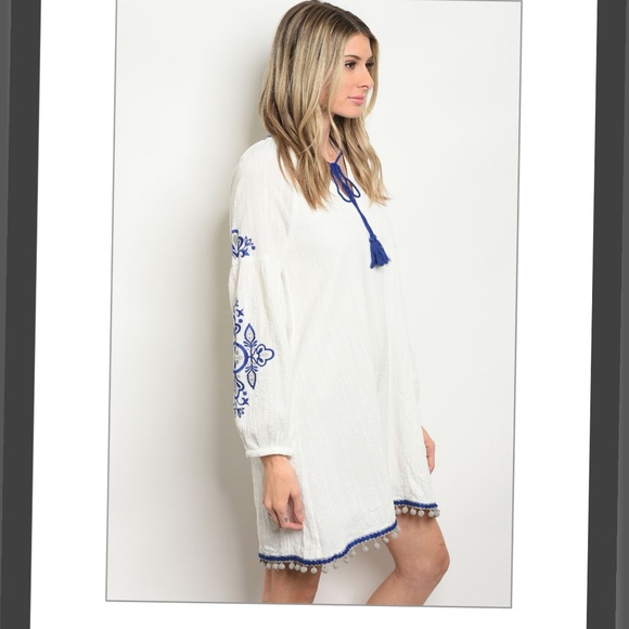 💦boho chic Tonic white and blue dress 💦 - Picture 2 of 7